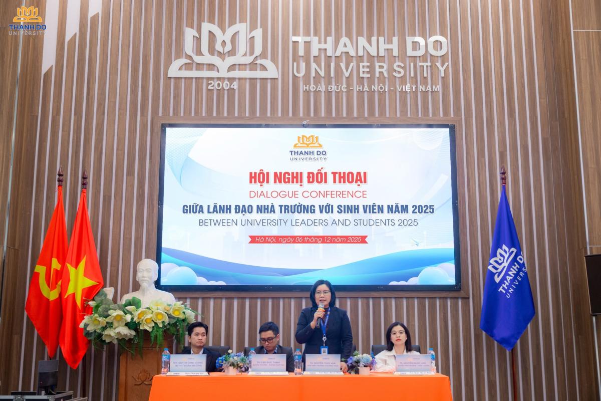 Ban Giám hiệu, đại diện Viện, Phòng ban, Trung tâm trao đổi trực tiếp, tháo gỡ vướng mắc cùng sinh viên tại Hội nghị Đối thoại