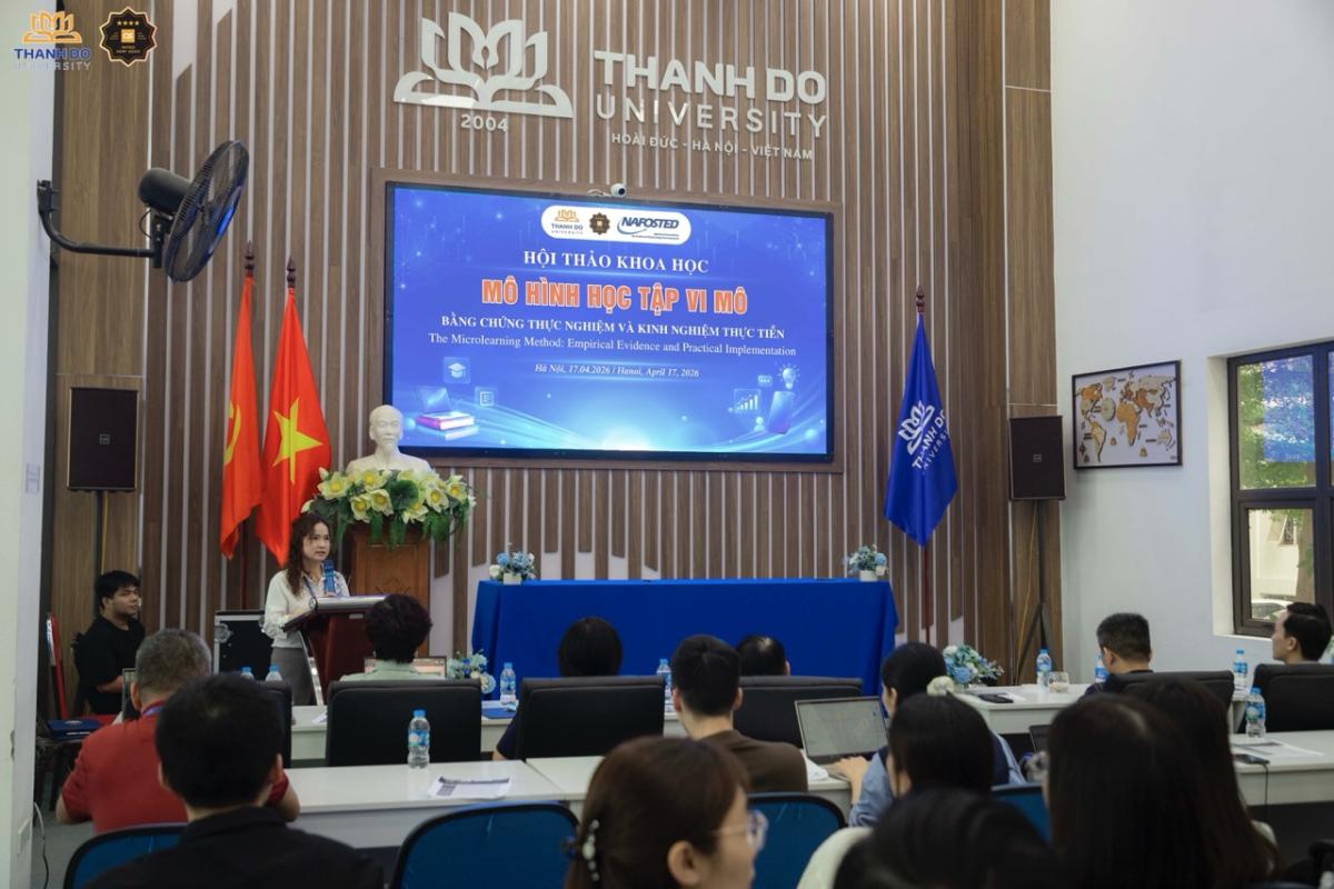 Toàn cảnh Hội thảo khoa học “Mô hình học tập vi mô – Bằng chứng thực nghiệm và kinh nghiệm thực tiễn” tại Trường Đại học Thành Đô.