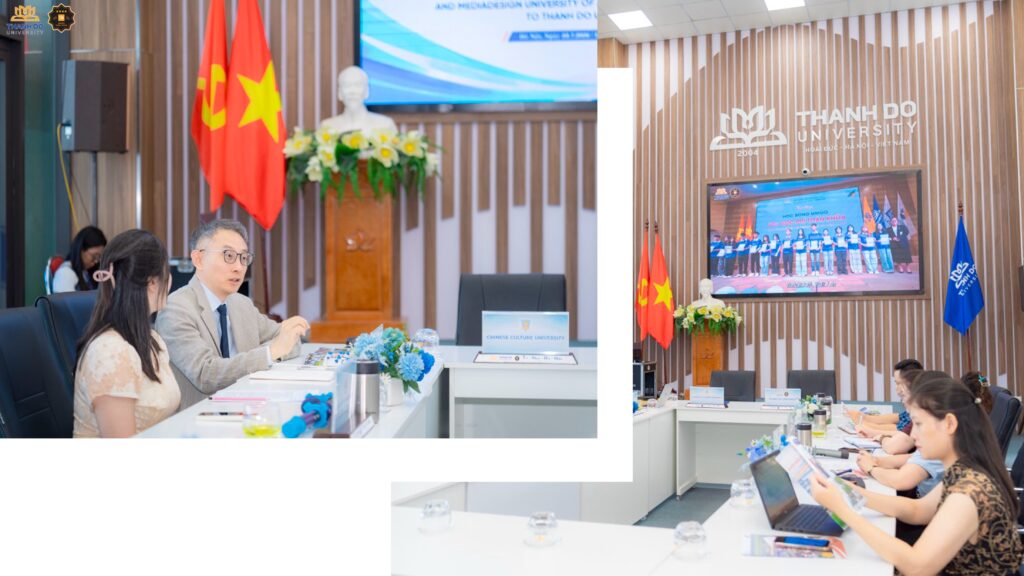 Ông Chia-Lin (Kevin) – Cố vấn phát triển đối tác khu vực châu Á của Trường Đại học Khoa học Ứng dụng MediaDesign trao đổi định hướng hợp tác quốc tế.