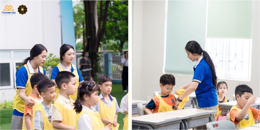 Sinh viên trực tiếp hỗ trợ sự kiện Summer Camp tại Trường Tiểu học và THCS Unigo