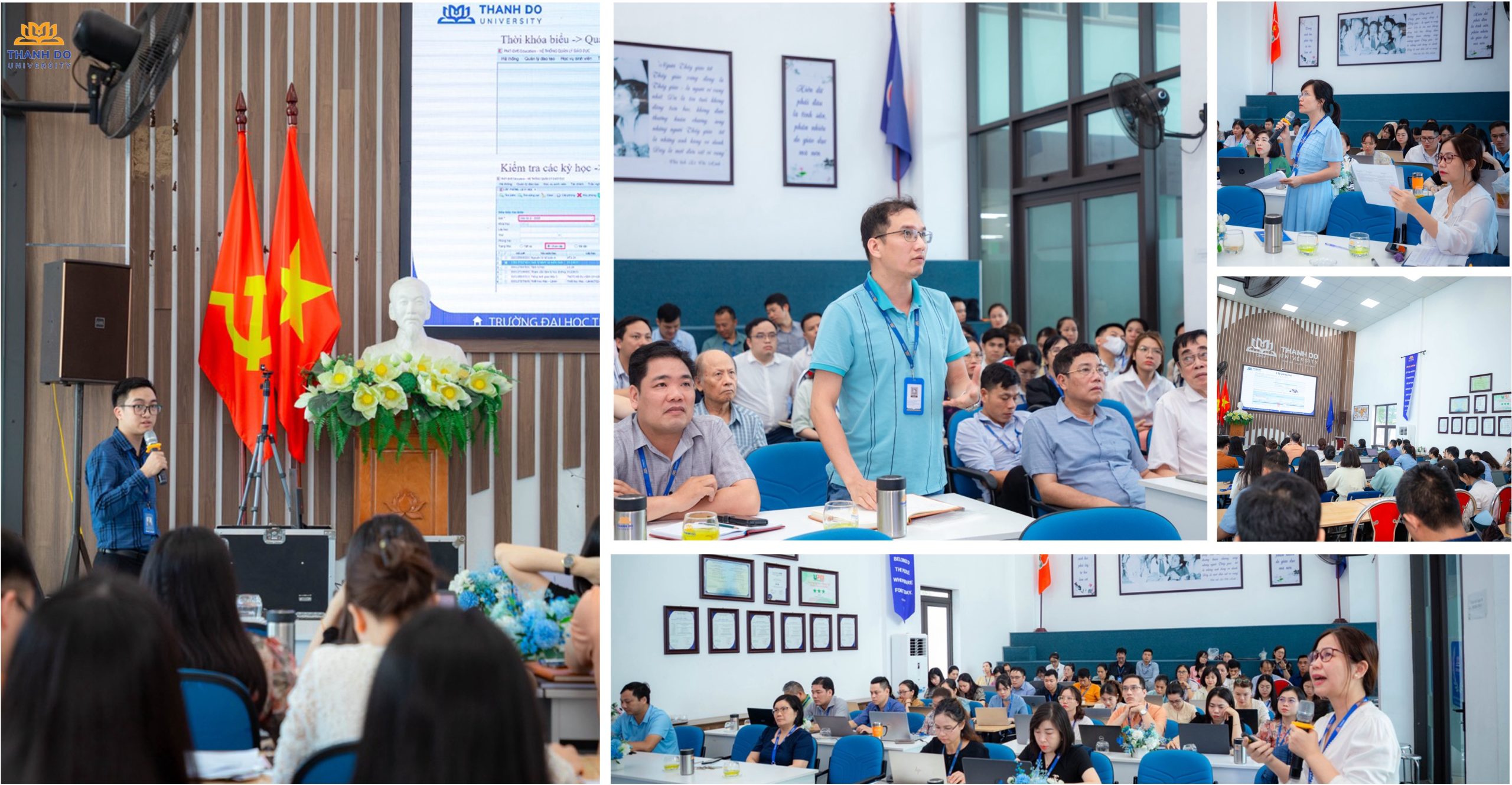 Cán bộ, giảng viên tham dự trao đổi vướng mắc về công tác học vụ và hoạt động nghiên cứu khoa học