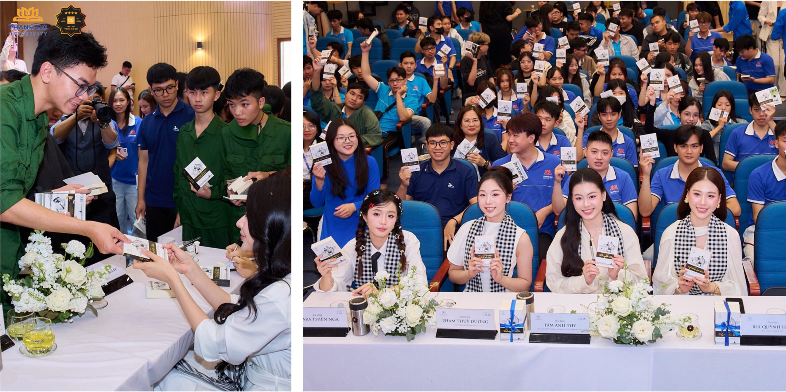 Khách mời ký tặng sách và giao lưu cùng sinh viên Trường Đại học Thành Đô