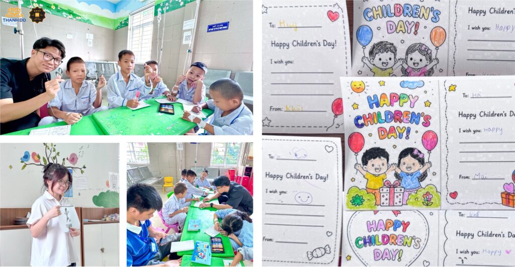 Giảng viên và sinh viên ngành Ngôn ngữ Anh, Trung tâm Thado Next mang đến không khí vui tươi cho các bệnh nhi tại Viện Huyết học và Truyền máu Trung ương.