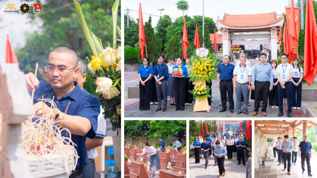 Ban Lãnh đạo, cán bộ, giảng viên và đoàn viên, sinh viên Trường Đại học Thành Đô dâng hoa, dâng hương tưởng niệm các Anh hùng liệt sĩ.