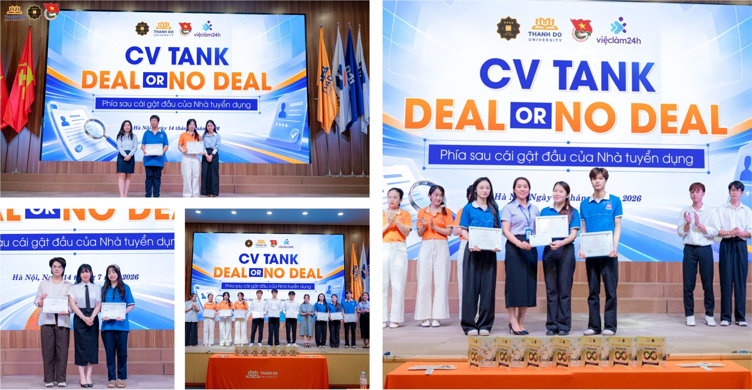 Ban Tổ chức trao giải cho các đội thi xuất sắc của CV Tank – Deal or No Deal 2026 và vinh danh các cá nhân đạt giải Vòng thi Online "Thử thách CV 24h".