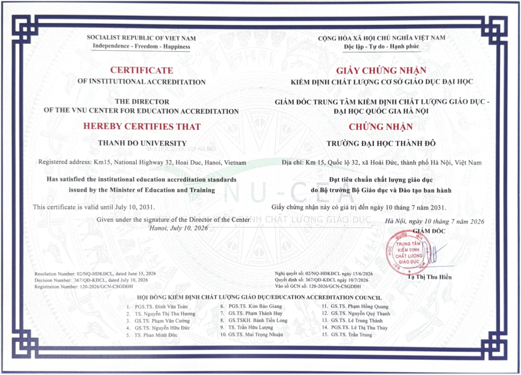 Trường Đại học Thành Đô chính thức nhận Giấy chứng nhận đạt chuẩn kiểm định chất lượng cơ sở giáo dục chu kỳ 2.