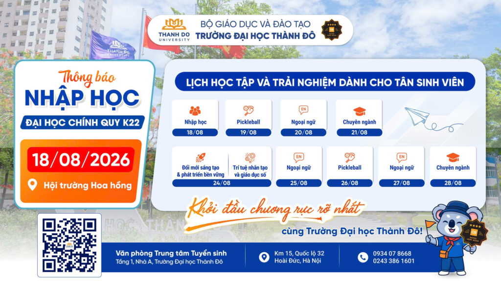 Lịch nhập học Đại học chính quy K22 – Trường Đại học Thành Đô