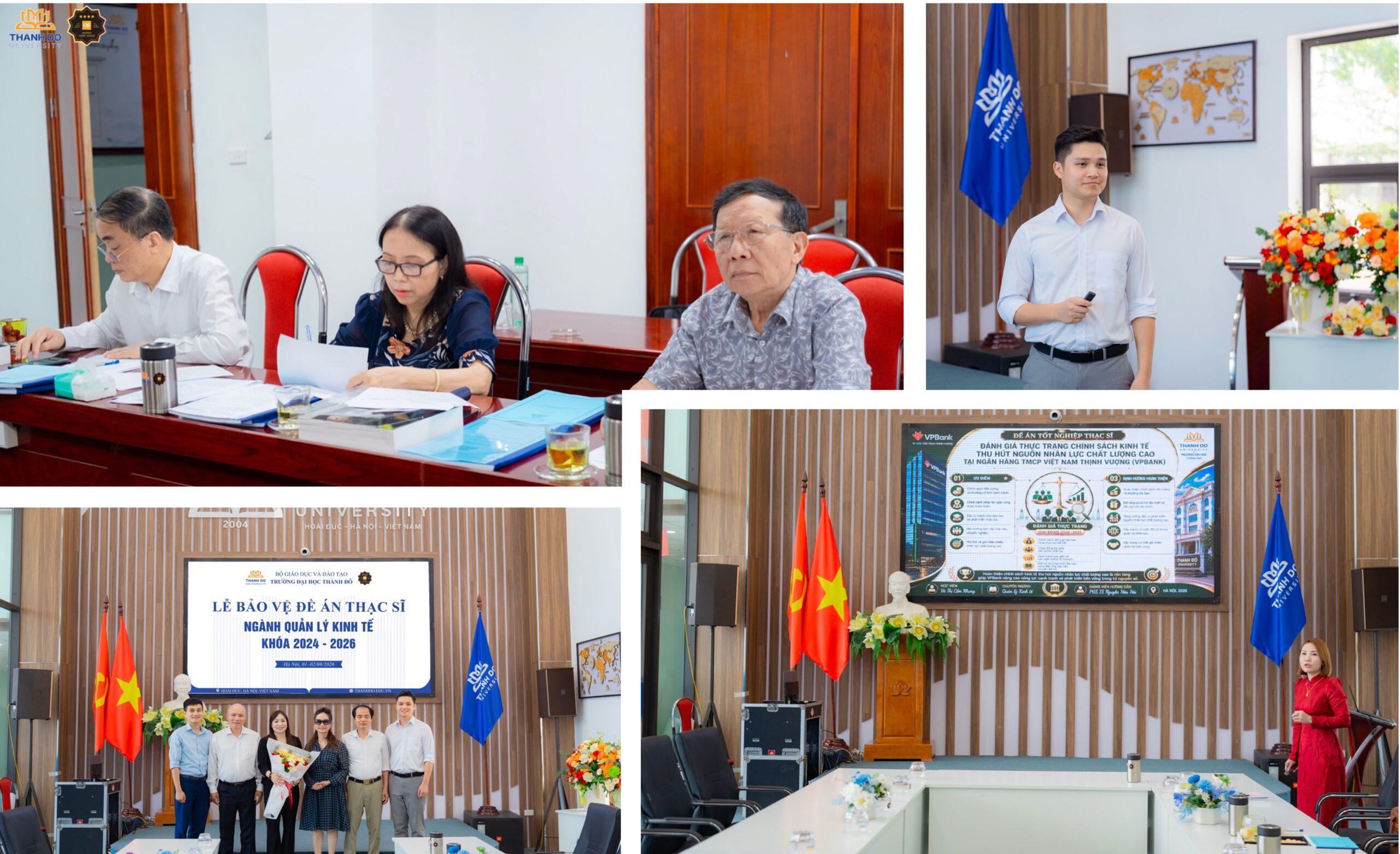 Học viên hoàn thành bảo vệ đề án tốt nghiệp cùng Hội đồng và giảng viên hướng dẫn.