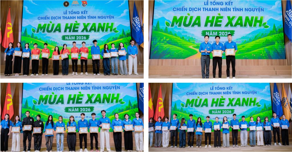 Trao giấy khen cho các đoàn viên, sinh viên có thành tích tích cực trong Chiến dịch Mùa hè xanh 2026.