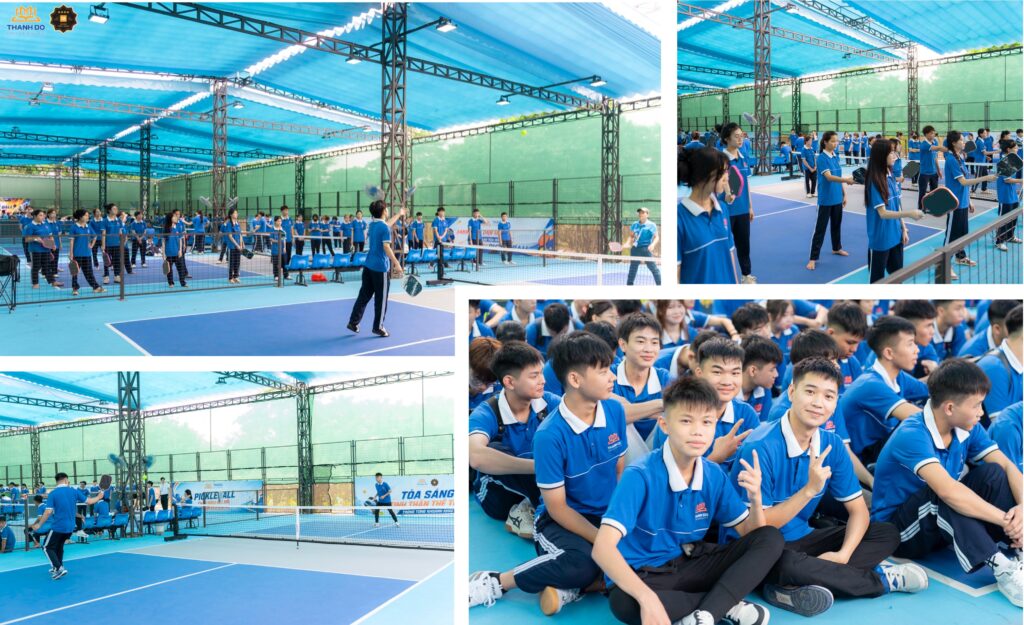 Không khí sôi nổi trên sân Pickleball trong ngày đầu tiên của Tuần học tập và trải nghiệm.