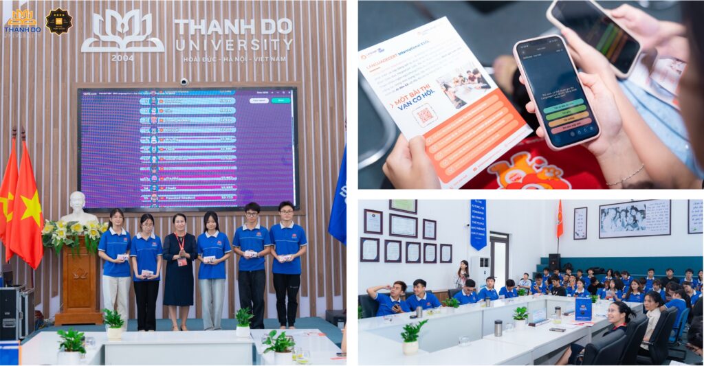 Sinh viên Trường Đại học Thành Đô tìm hiểu cấu trúc, hình thức thi và giá trị của chứng chỉ LanguageCert tại workshop.