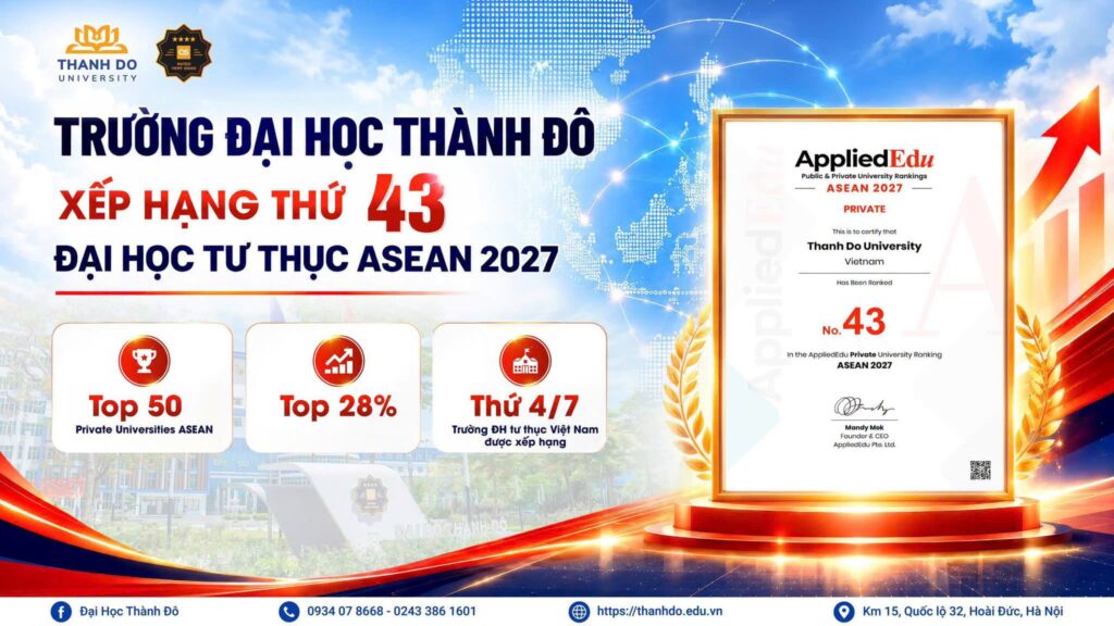 TRƯỜNG ĐẠI HỌC THÀNH ĐÔ XẾP HẠNG 43 KHU VỰC ASEAN TRÊN BẢNG XẾP HẠNG 2027 CỦA APPLIEDEDU